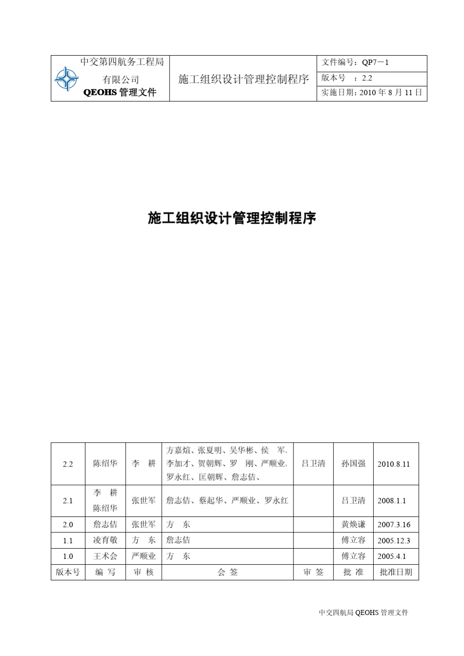 QP71施工组织设计管理程序(2.2版)_第1页