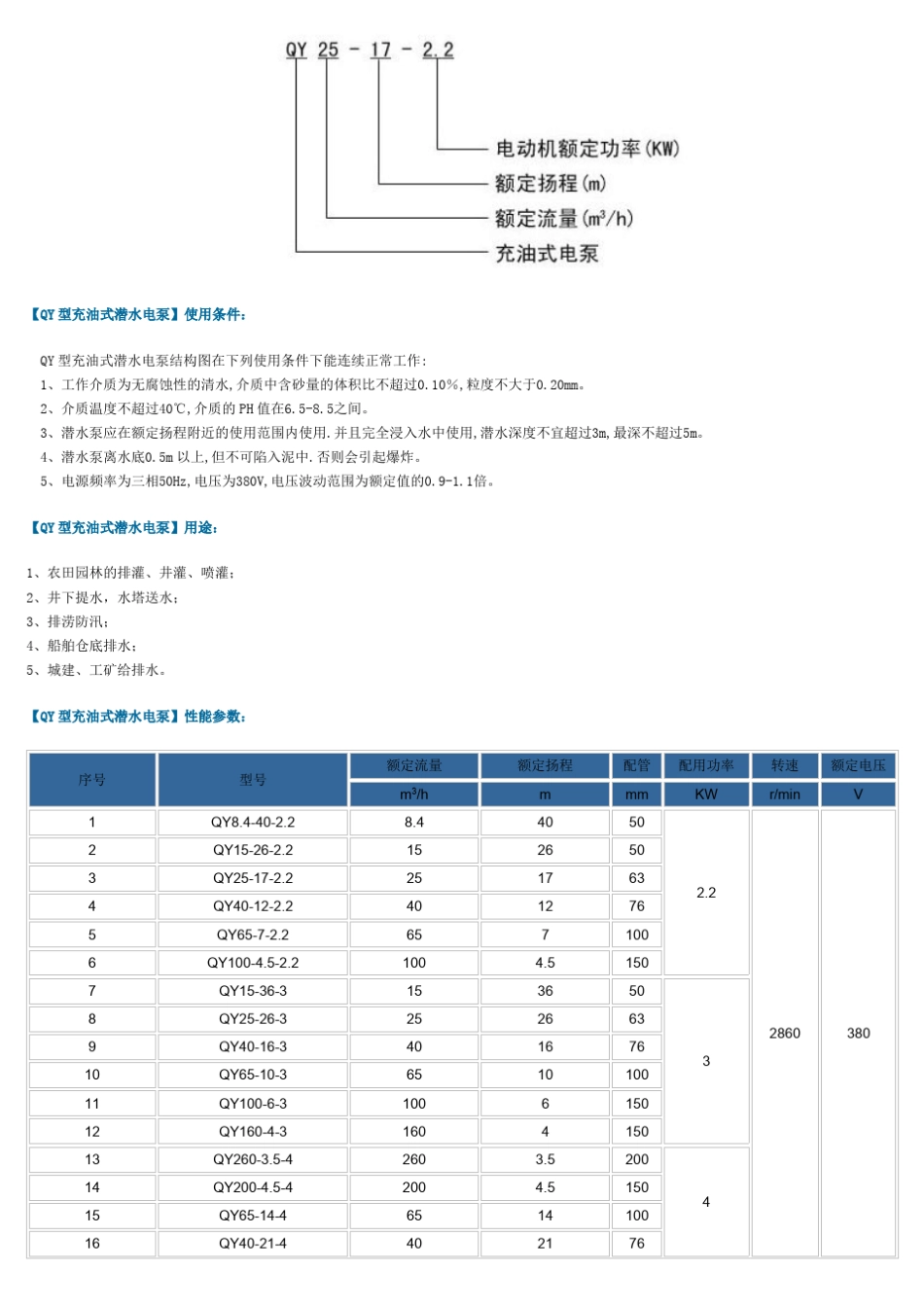 Qy潜水泵型号及参数_第2页
