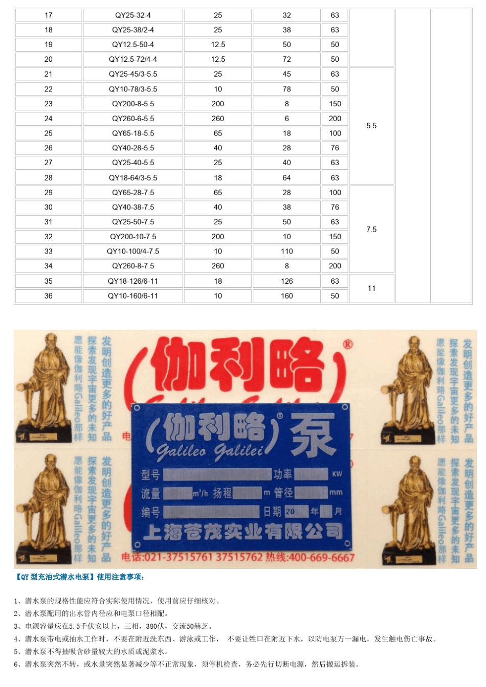 Qy潜水泵型号及参数_第3页