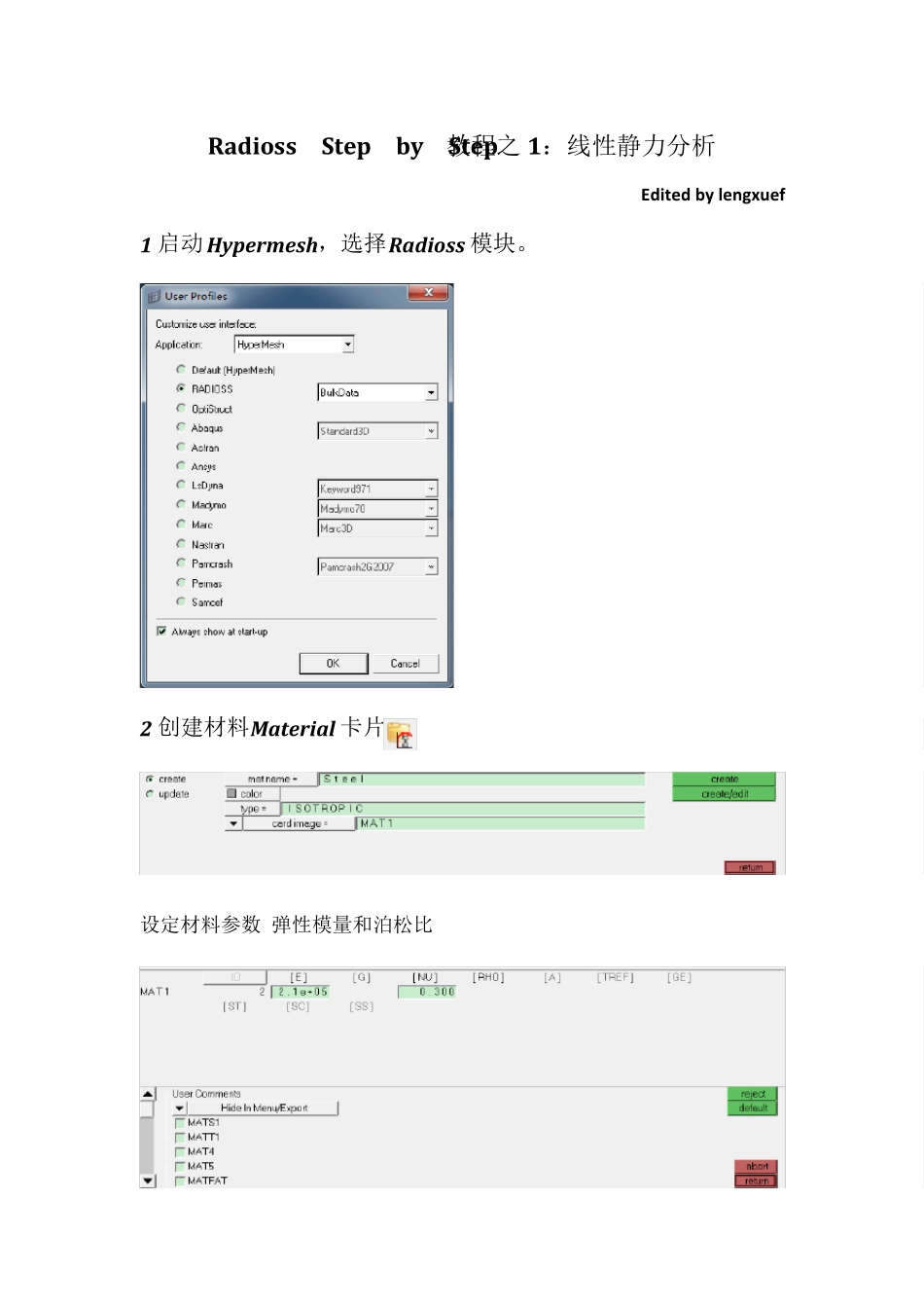 RadiossStepbyStep教程之1：线性静力分析_第1页