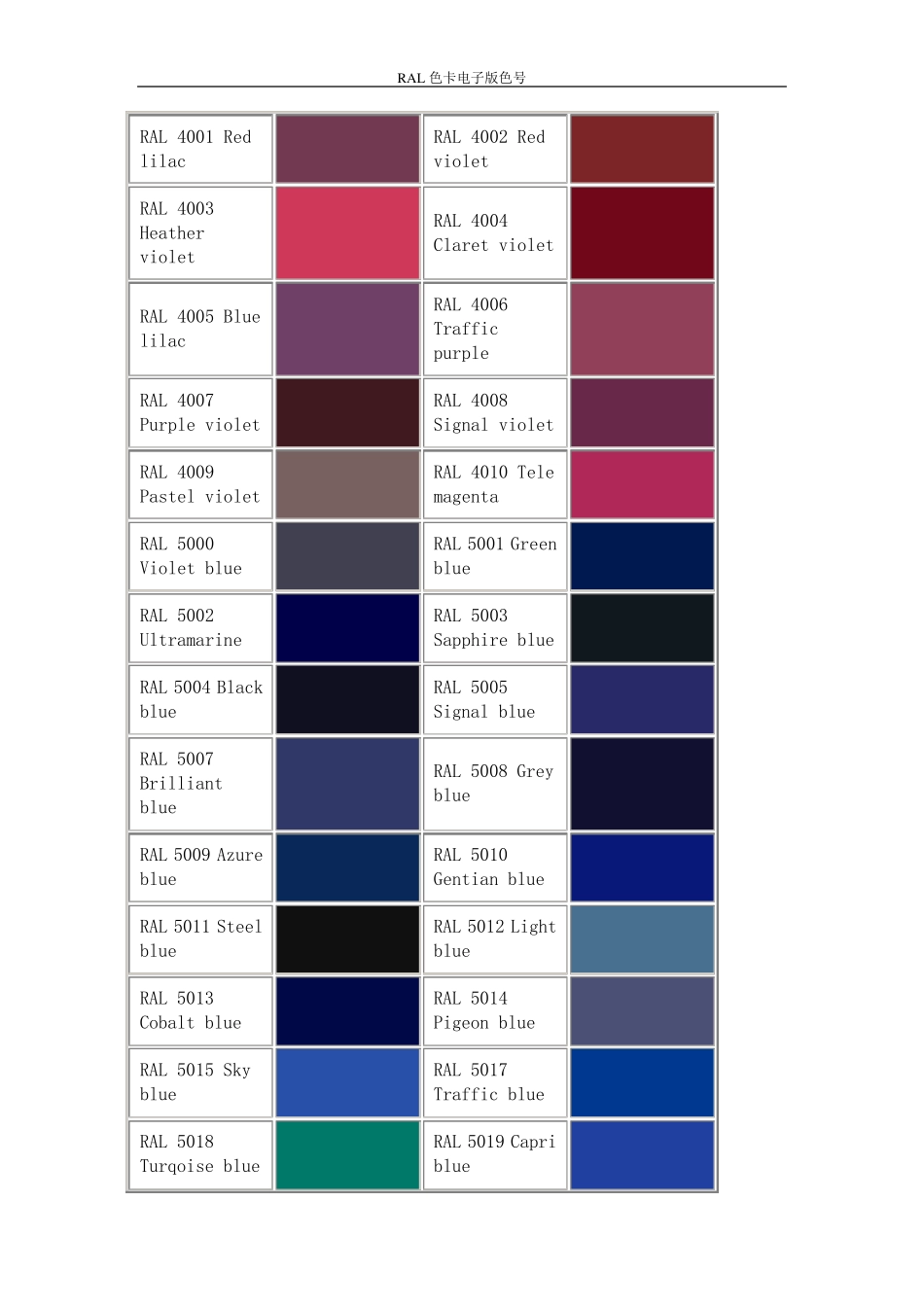 RAL喷塑色卡电子版色号_第3页