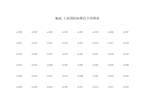 RAL工业国际标准色卡对照表(颜色+名称)
