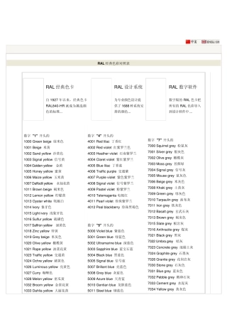 RAL经典色彩对照表