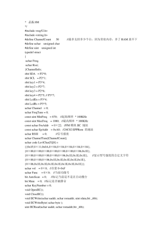RDA5820和51单片机制作的FM数字收音机源代码及电路原理图