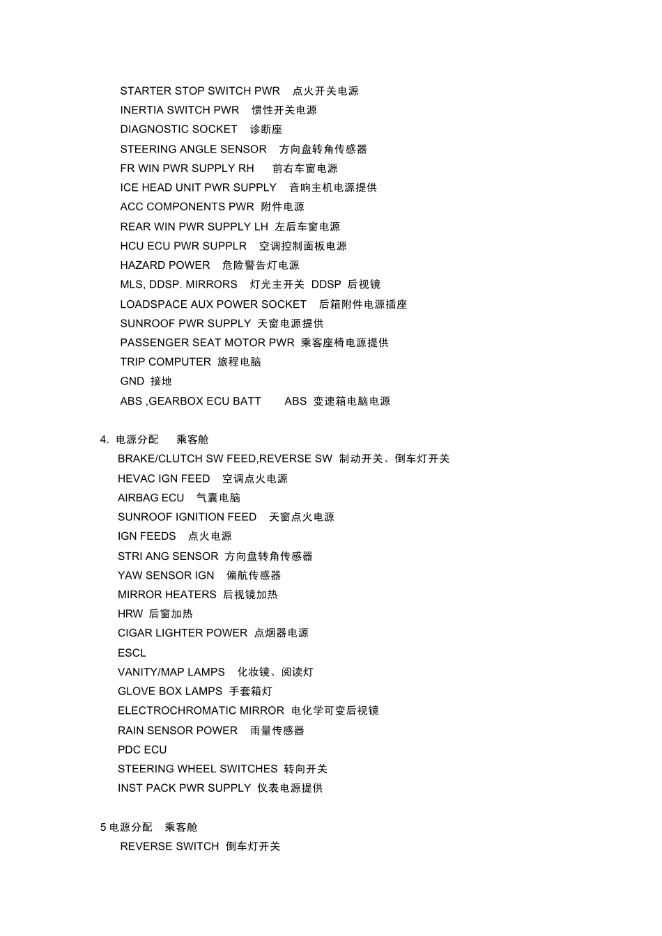 ROEWE550线路图中英语说明_第2页