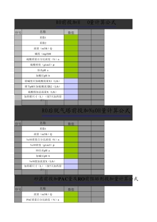 RO系统中硫酸投加量计算公式