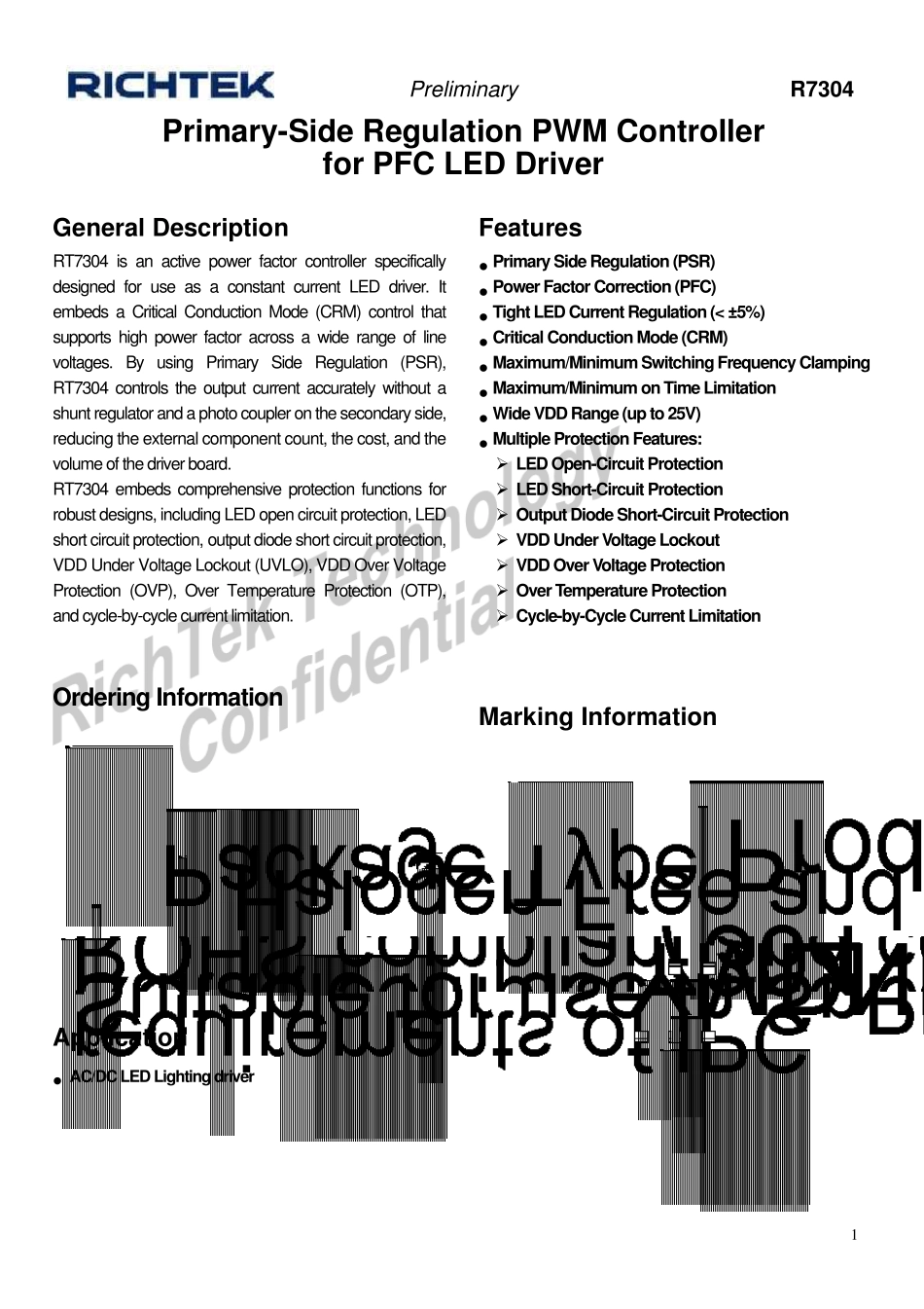 RT7304_PFC功能的LED驱动IC_第1页