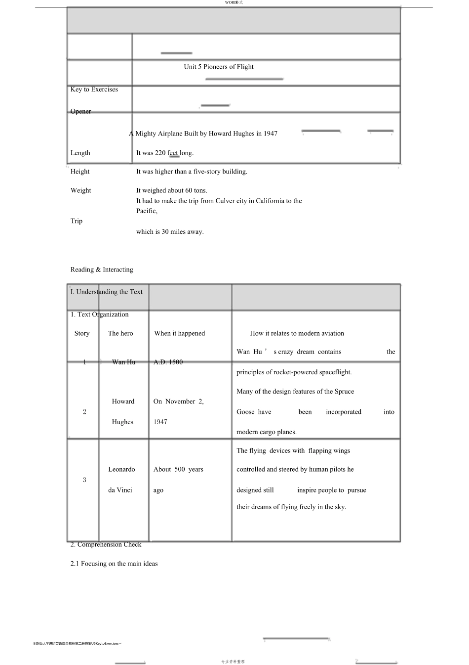 全新版大学进阶英语综合教程第二册答案U5KeytoExercises_第1页