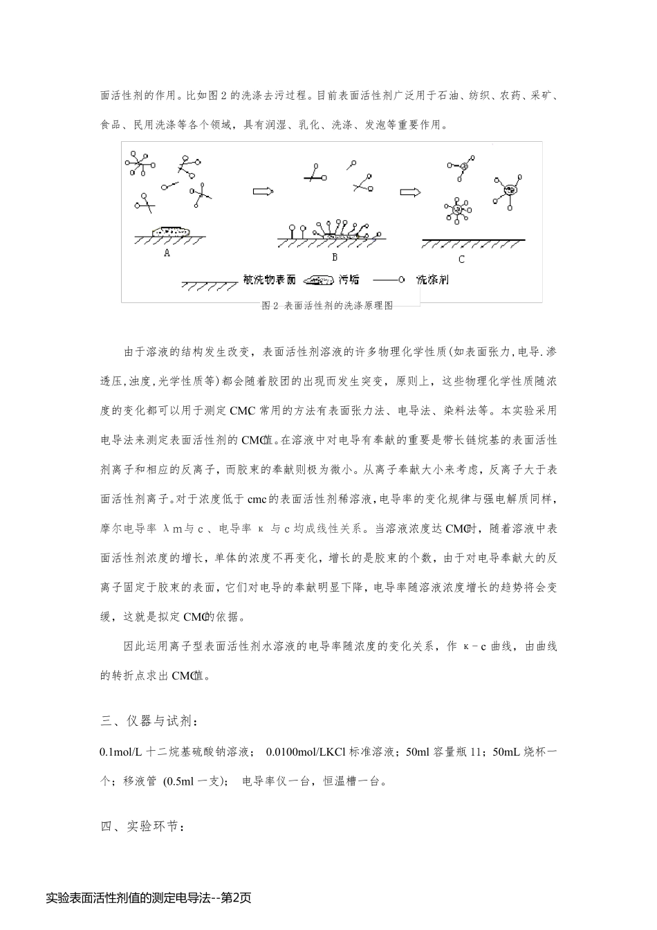 实验表面活性剂值的测定电导法_第2页