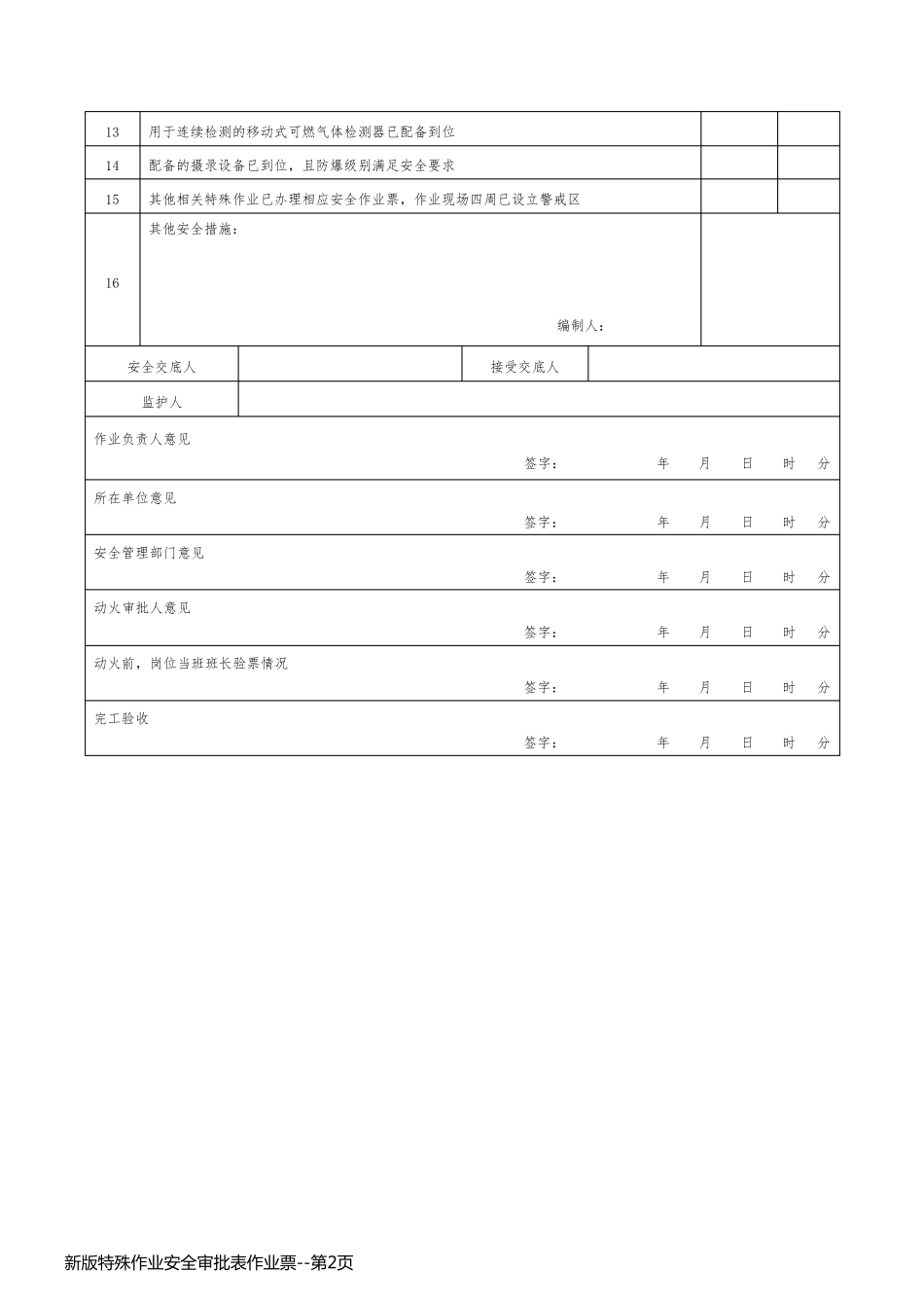 新版特殊作业安全审批表作业票_第2页