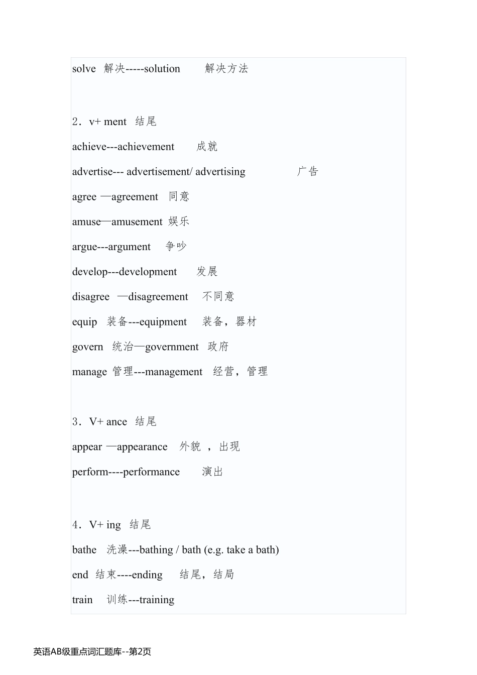英语AB级重点词汇题库_第2页