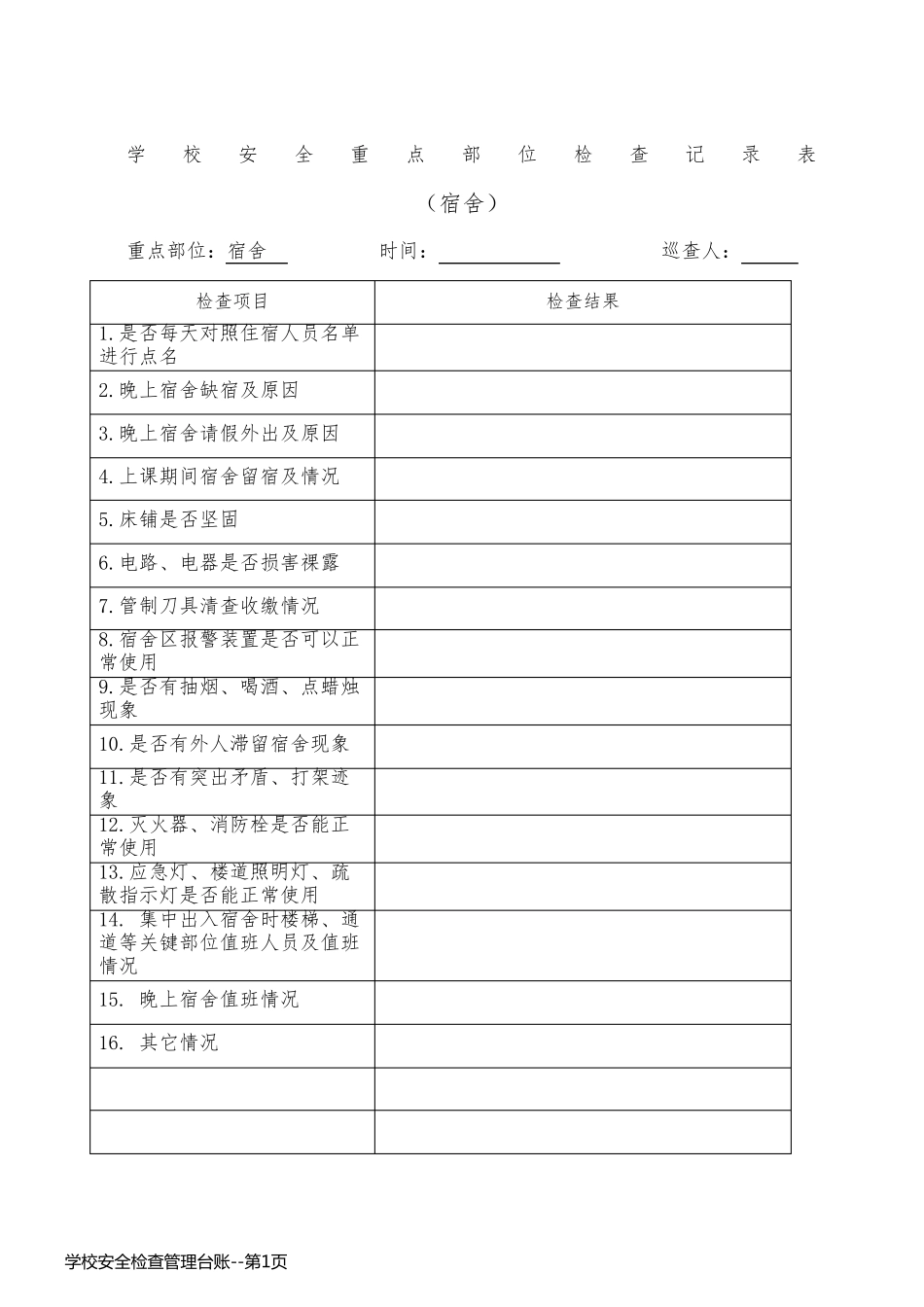 学校安全检查管理台账_第1页