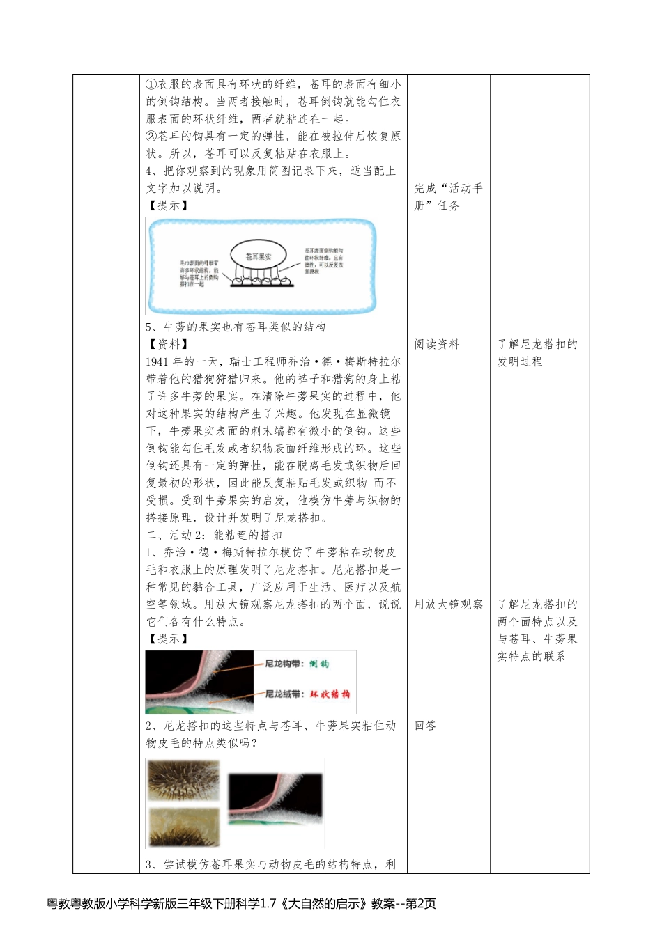 粤教粤教版小学科学新版三年级下册科学1.7《大自然的启示》教案_第2页