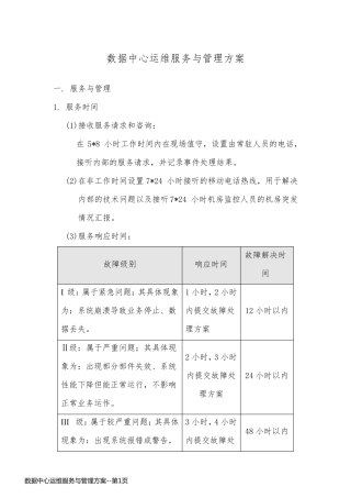 数据中心运维服务与管理方案