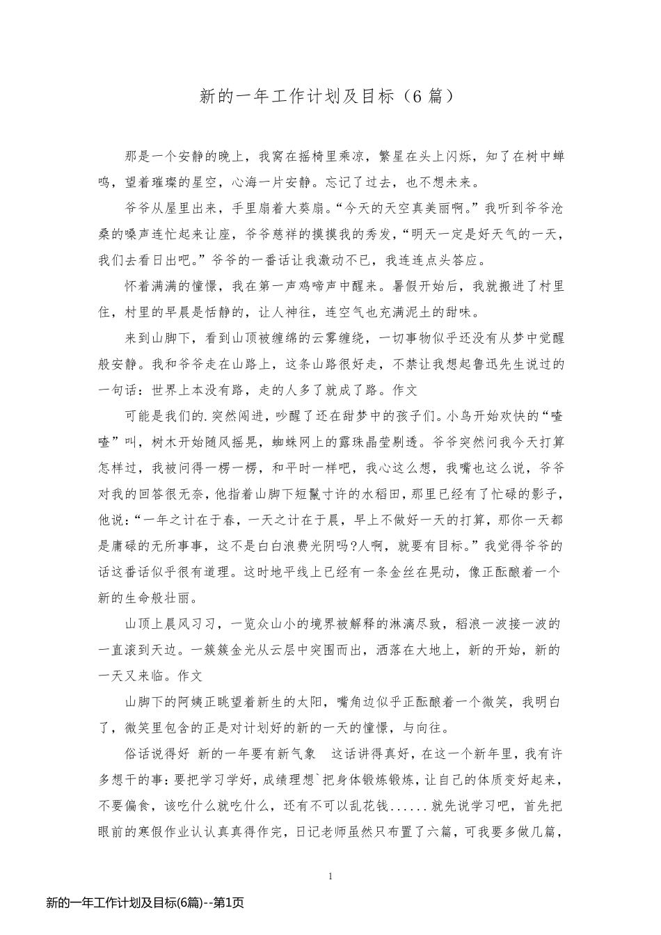 新的一年工作计划及目标(6篇)_第1页