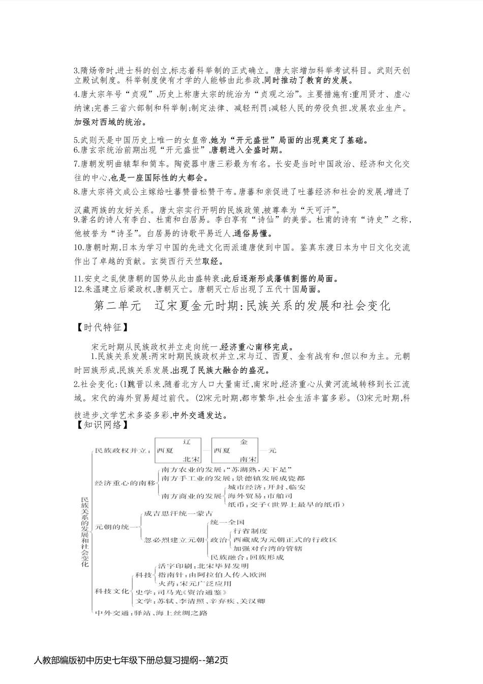 人教部编版初中历史七年级下册总复习提纲_第2页