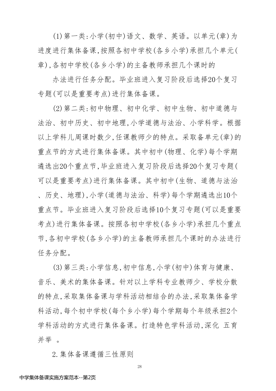 中学集体备课实施方案范本_第2页