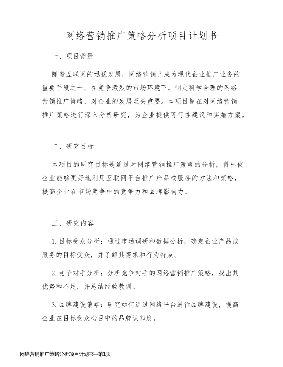网络营销推广策略分析项目计划书_第1页