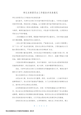 审议支部委员会工作报告并发表意见