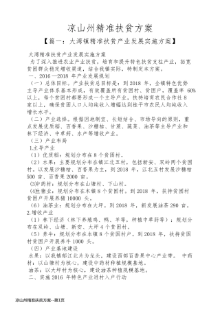 凉山州精准扶贫方案