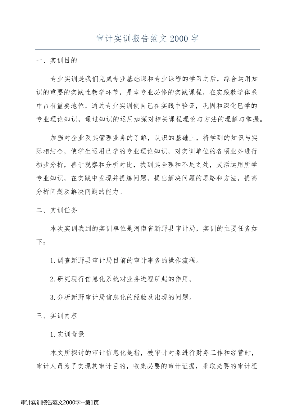 审计实训报告范文2000字_第1页