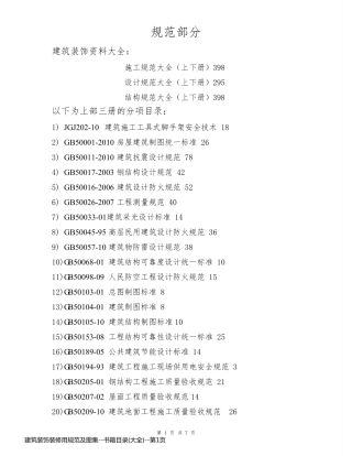 建筑装饰装修用规范及图集--书籍目录(大全)