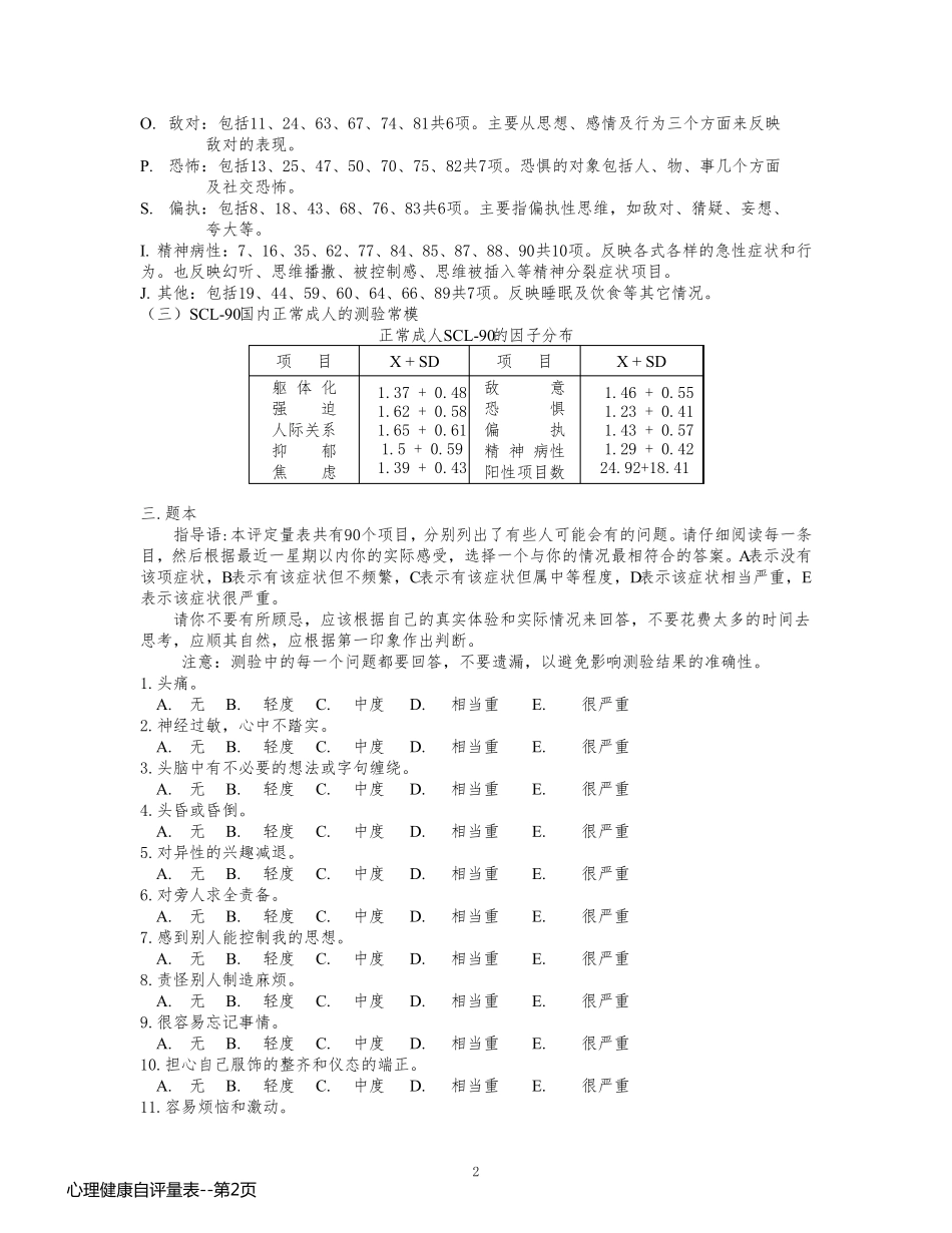 心理健康自评量表_第2页