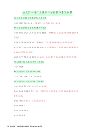 幼儿园办园行为督导评估指标体系及内容