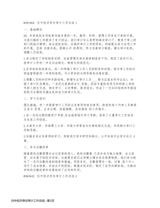 任中经济责任审计工作总结