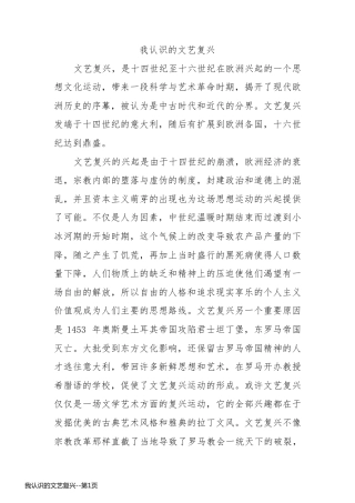 我认识的文艺复兴
