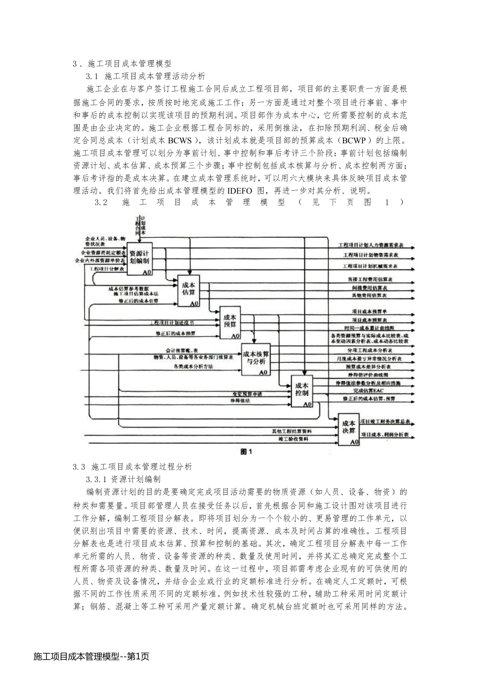 施工项目成本管理模型_第1页