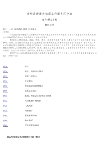 商标注册用类似商品和服务区分表