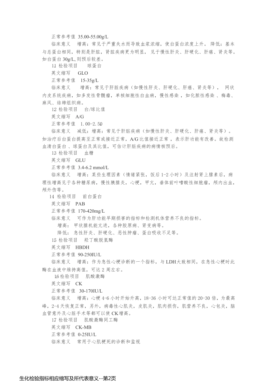 生化检验指标相应缩写及所代表意义_第2页