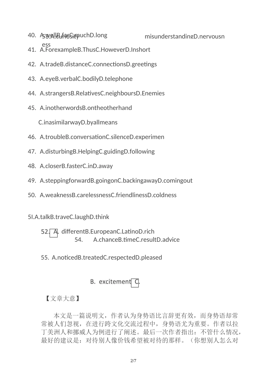 Body-language-完型填空_第2页