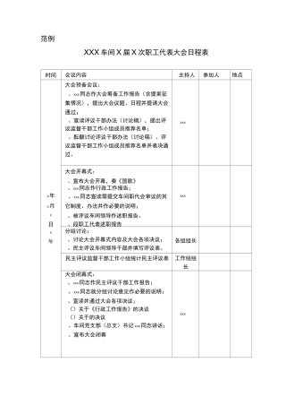 车间职工代表大会范例