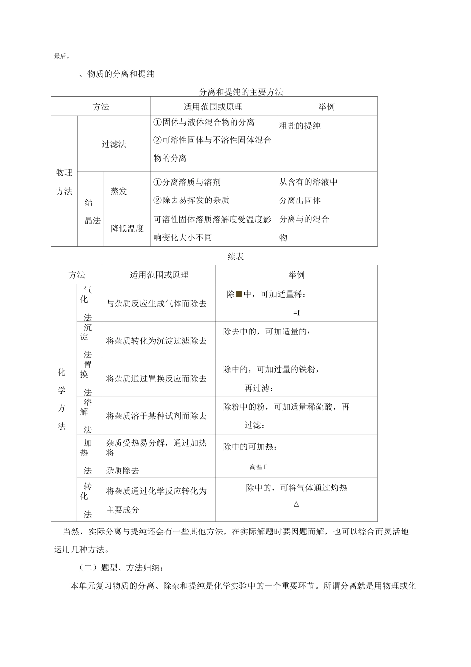 中考化学二轮复习 专题突破 专题3 常见物质的分离、除杂、提纯教案_第3页