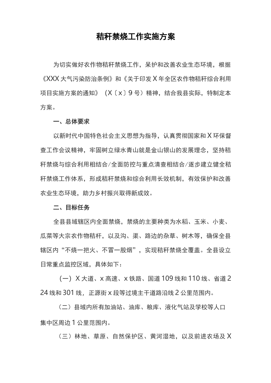 秸秆禁烧工作实施方案(最新)_第1页