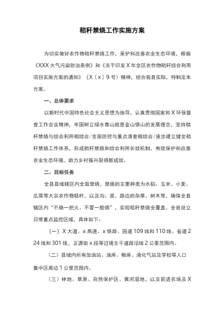 秸秆禁烧工作实施方案(最新)