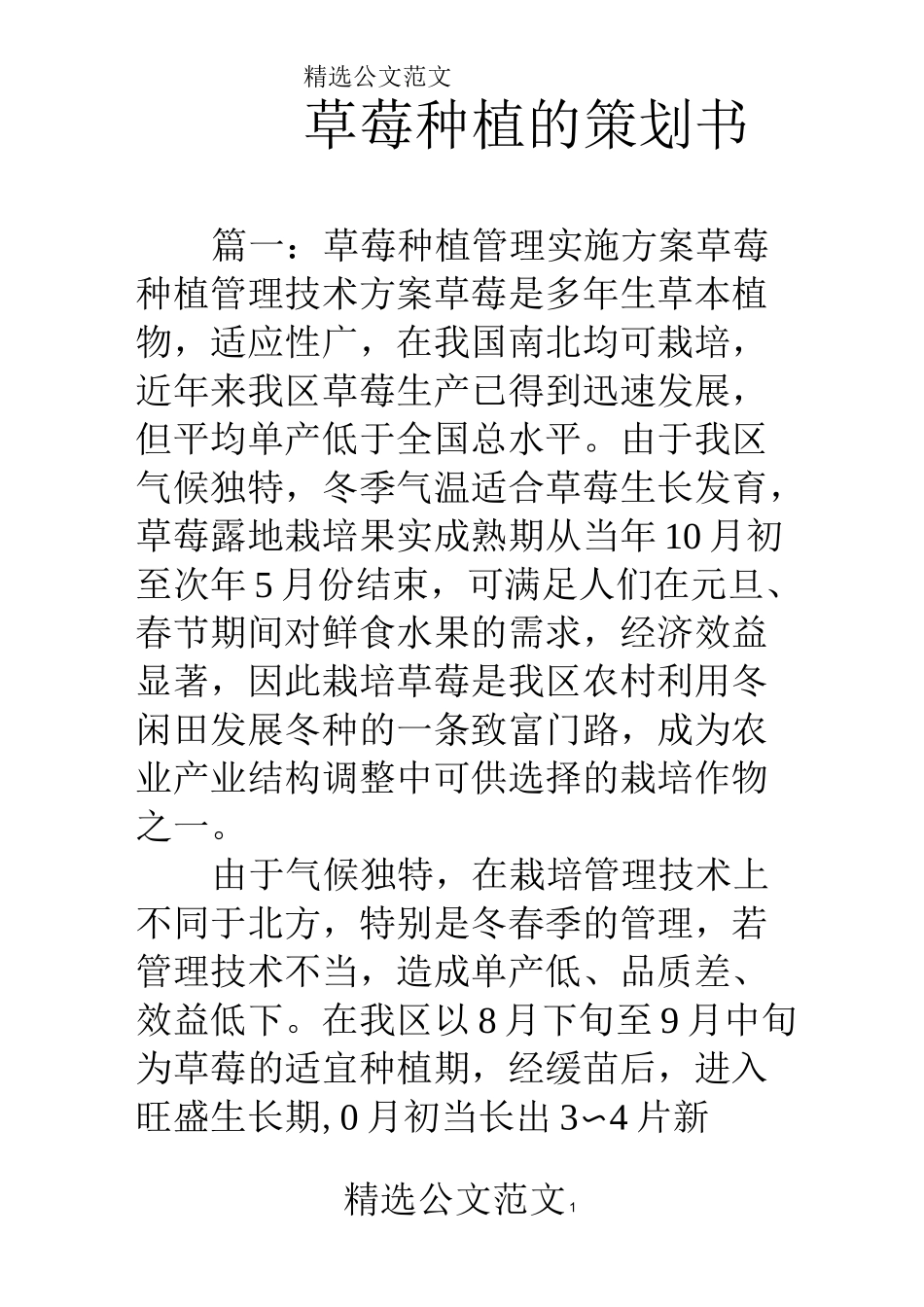 草莓种植的策划书_第1页