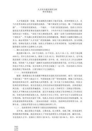 人才队伍建设现状及建议