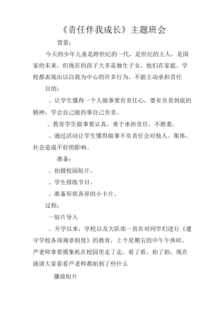 《责任伴我成长》主题班会