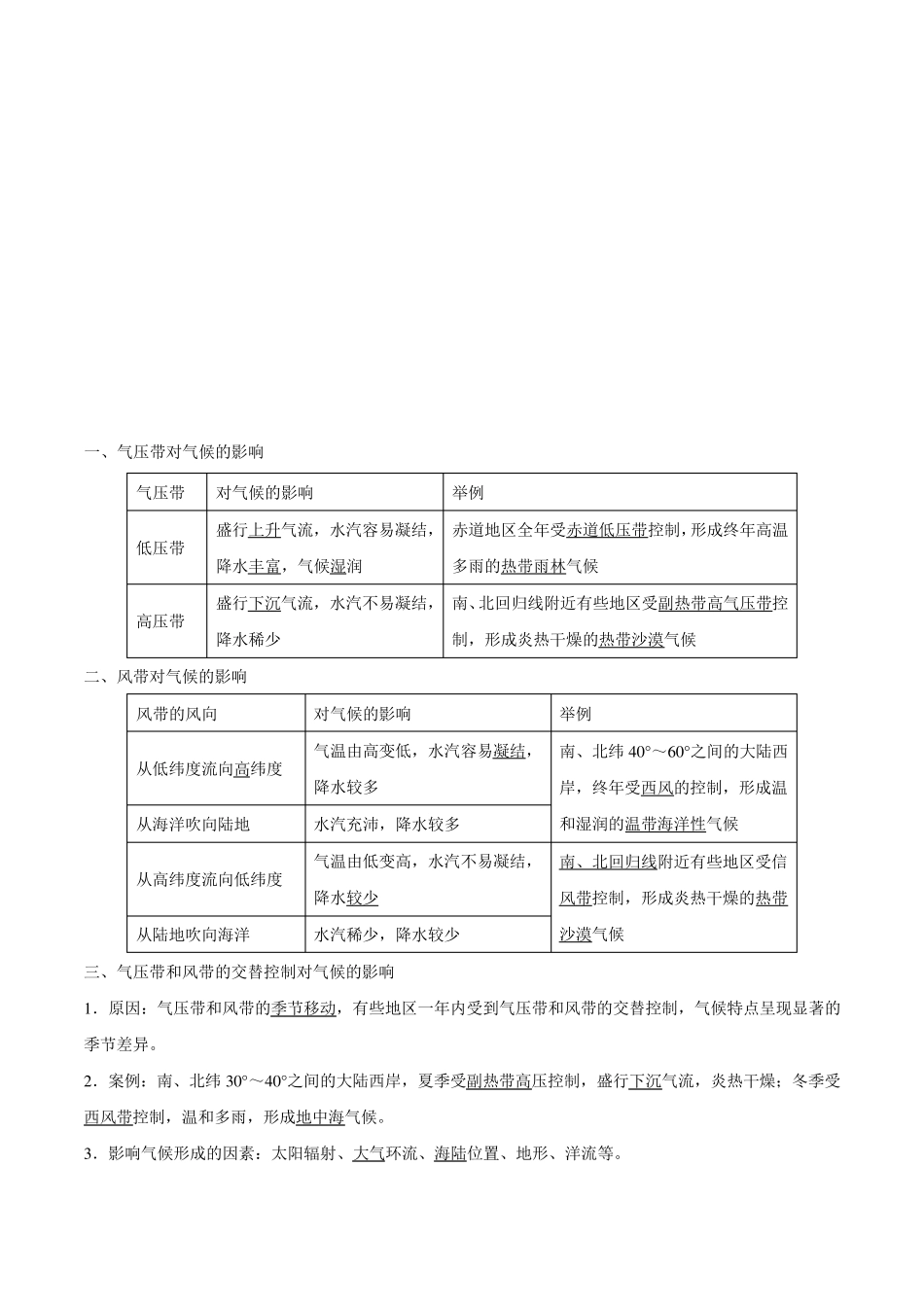 气压带和风带对气候的影响-高二地理同步讲义_第2页