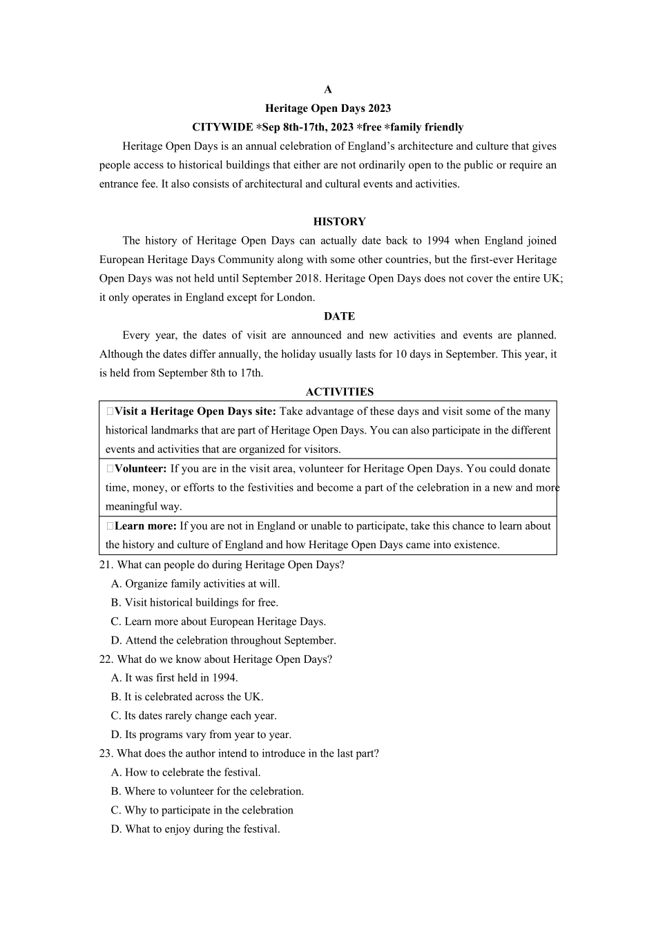 江苏省南京市六校联合体2022-2023学年高二下学期6月联合调研考试英语试题含答案_第3页