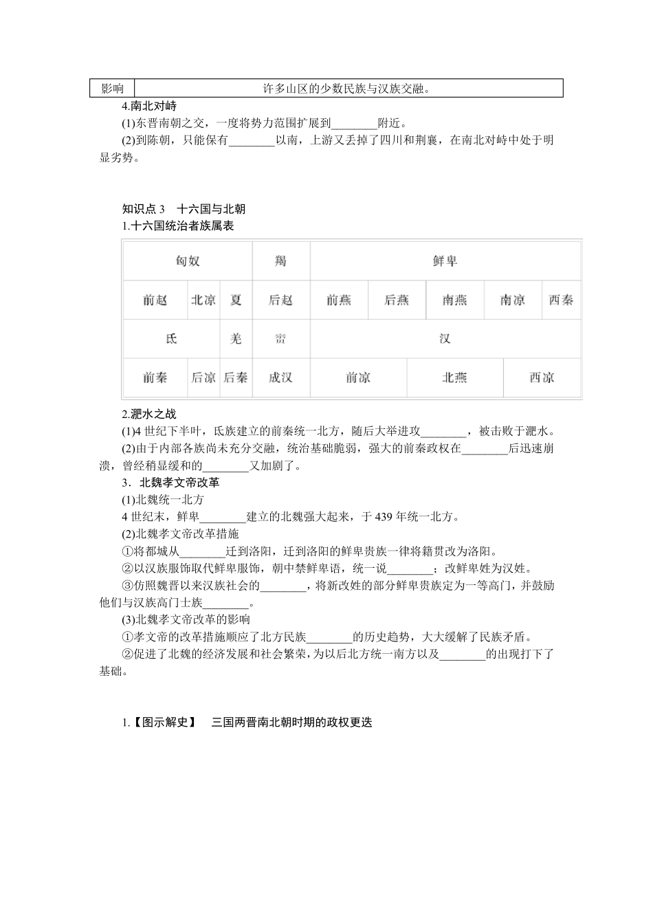 高中历史统编版 必修 中外历史纲要(上)教案讲义：三国两晋南北朝的政权更迭与民族交融_第2页
