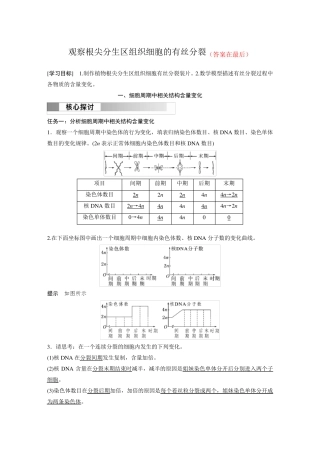 高中生物(必修第一册 人教版)讲义教案：观察根尖分生区组织细胞的有丝分裂(含答案)