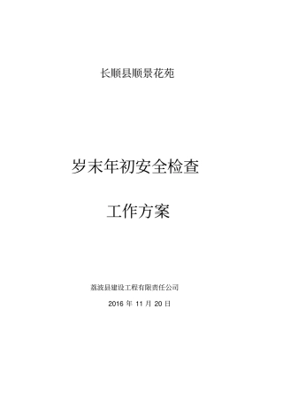 岁末年初安全检查工作方案