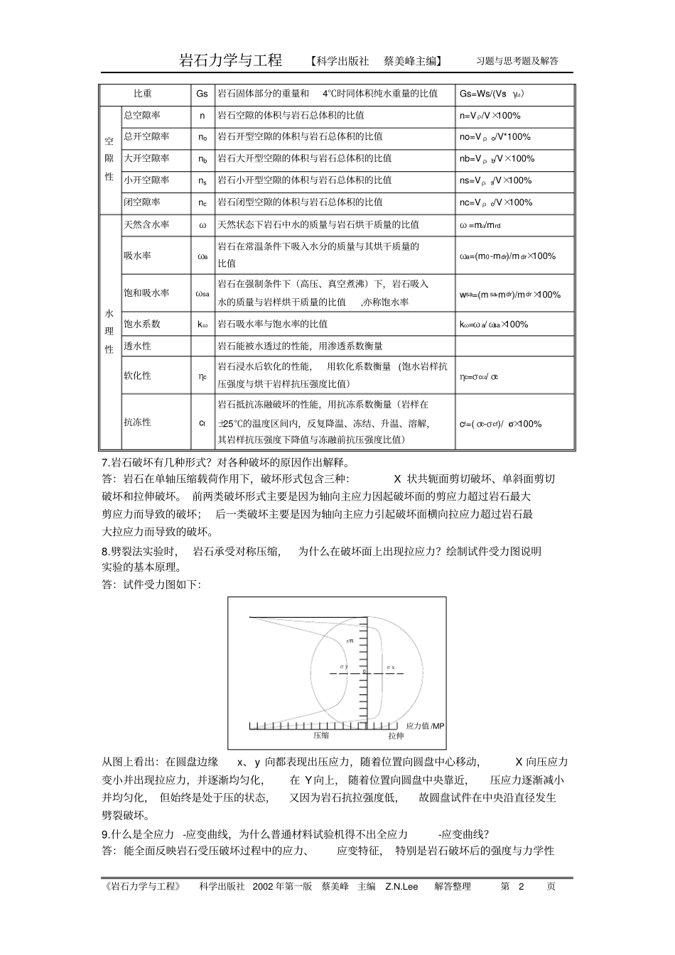 岩石力学与工程课后习题与思考解答_第2页