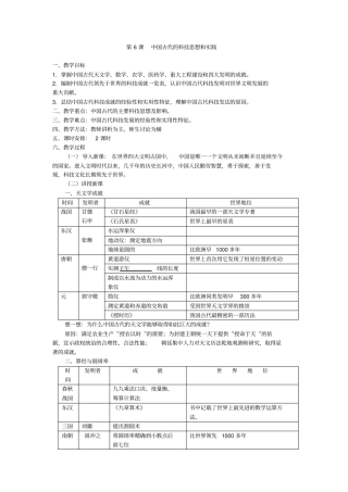 岳麓版历史必修3中国文化史第6课中国古代的科技思想和实践教学设计