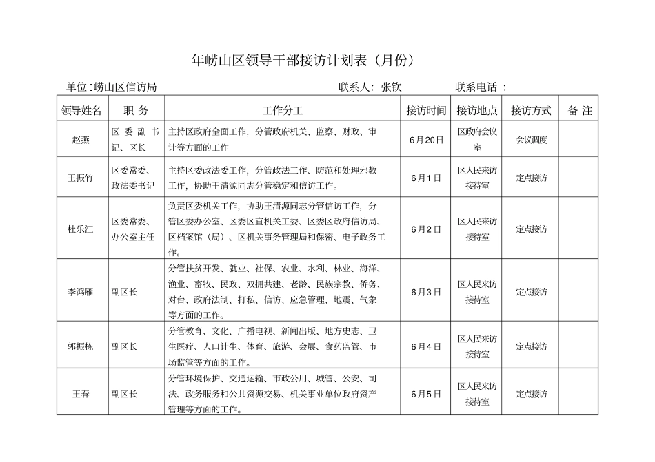 崂山区领导干部接访计划表_第1页