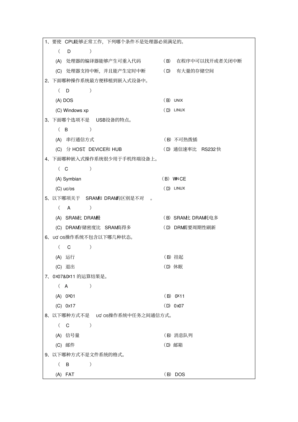 嵌入式系统试题2011_第2页